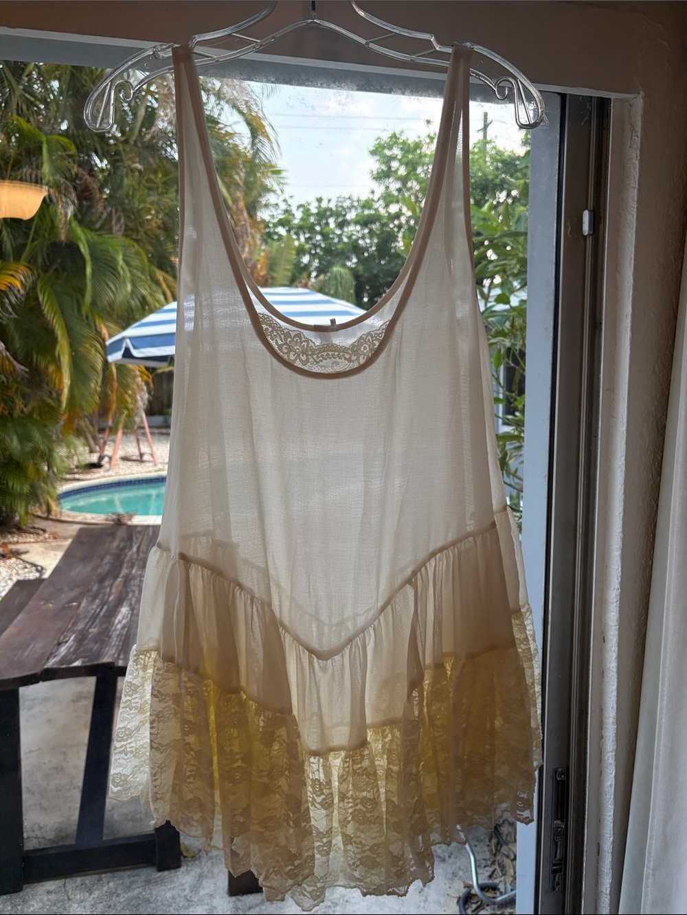 Sheer Lace Hem Ivory Sleep Chemise